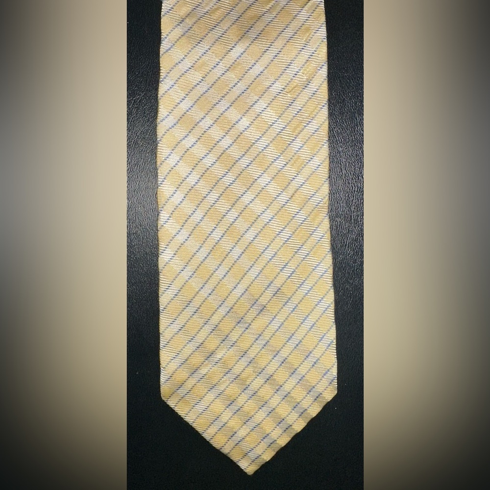 Luigi Borrelli Napoli Yellow and Blue Striped Silk Tie